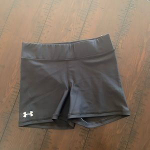UA black spandex shorts, never worn, size large